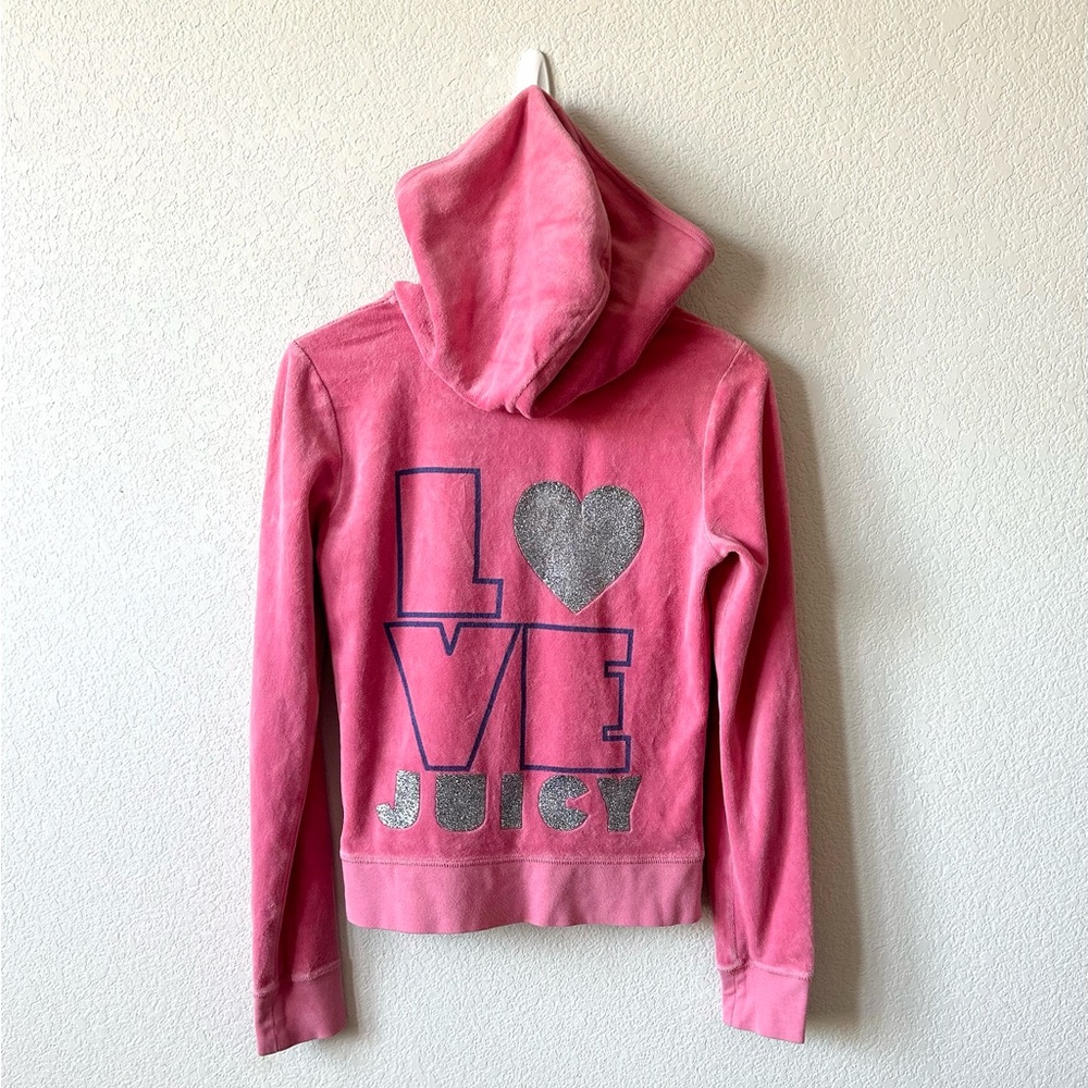 Juicy couture pink graphic zip up hoodie